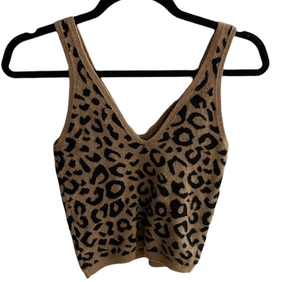 Abercrombie Brown Leopard Animal Print Knit Ribbed Tank Too small - Picture 1 of 6